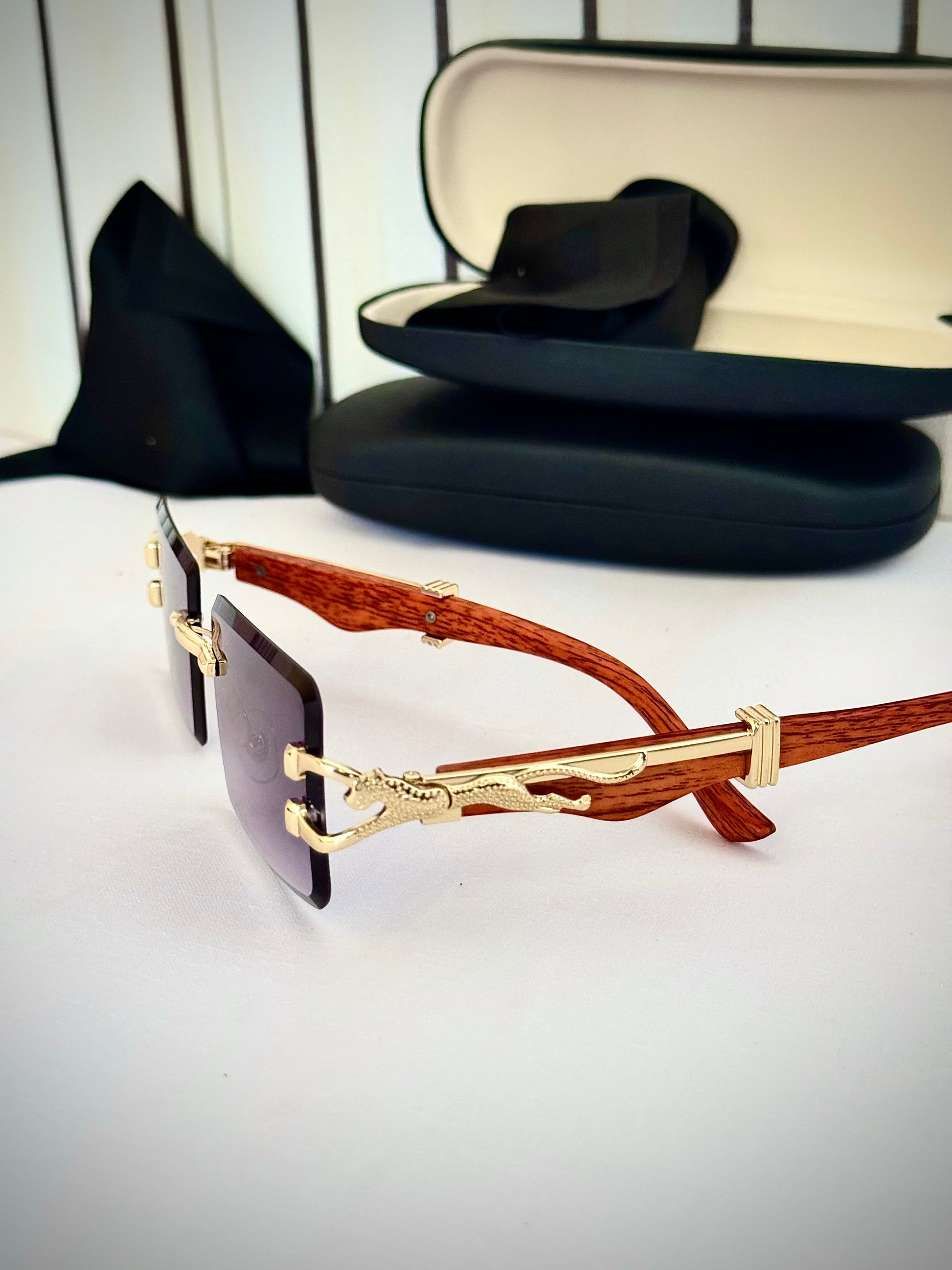 Black Moody Panther Woodline Shades- Sun Glasses
