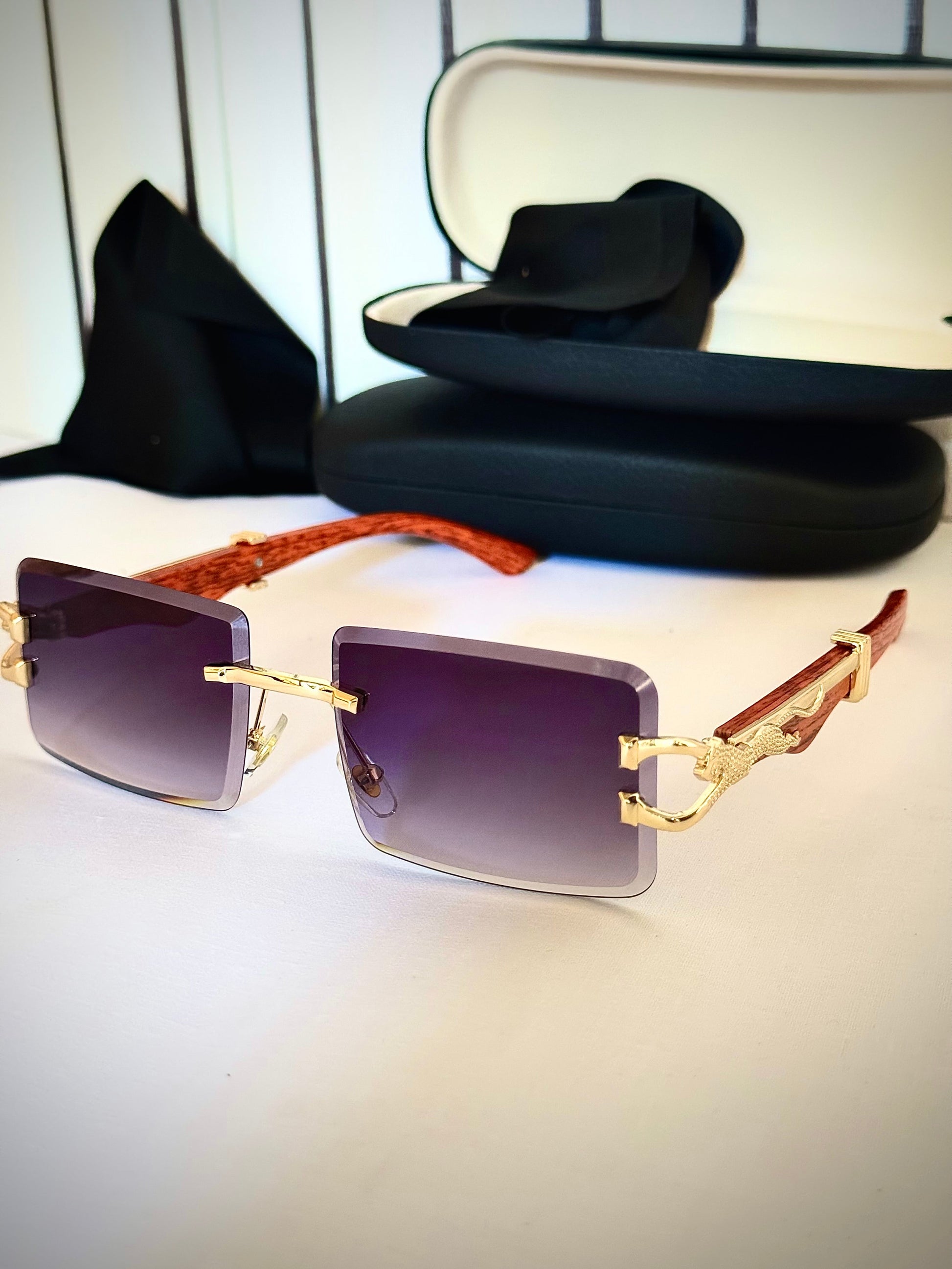 Black Moody Panther Woodline Shades- Sun Glasses