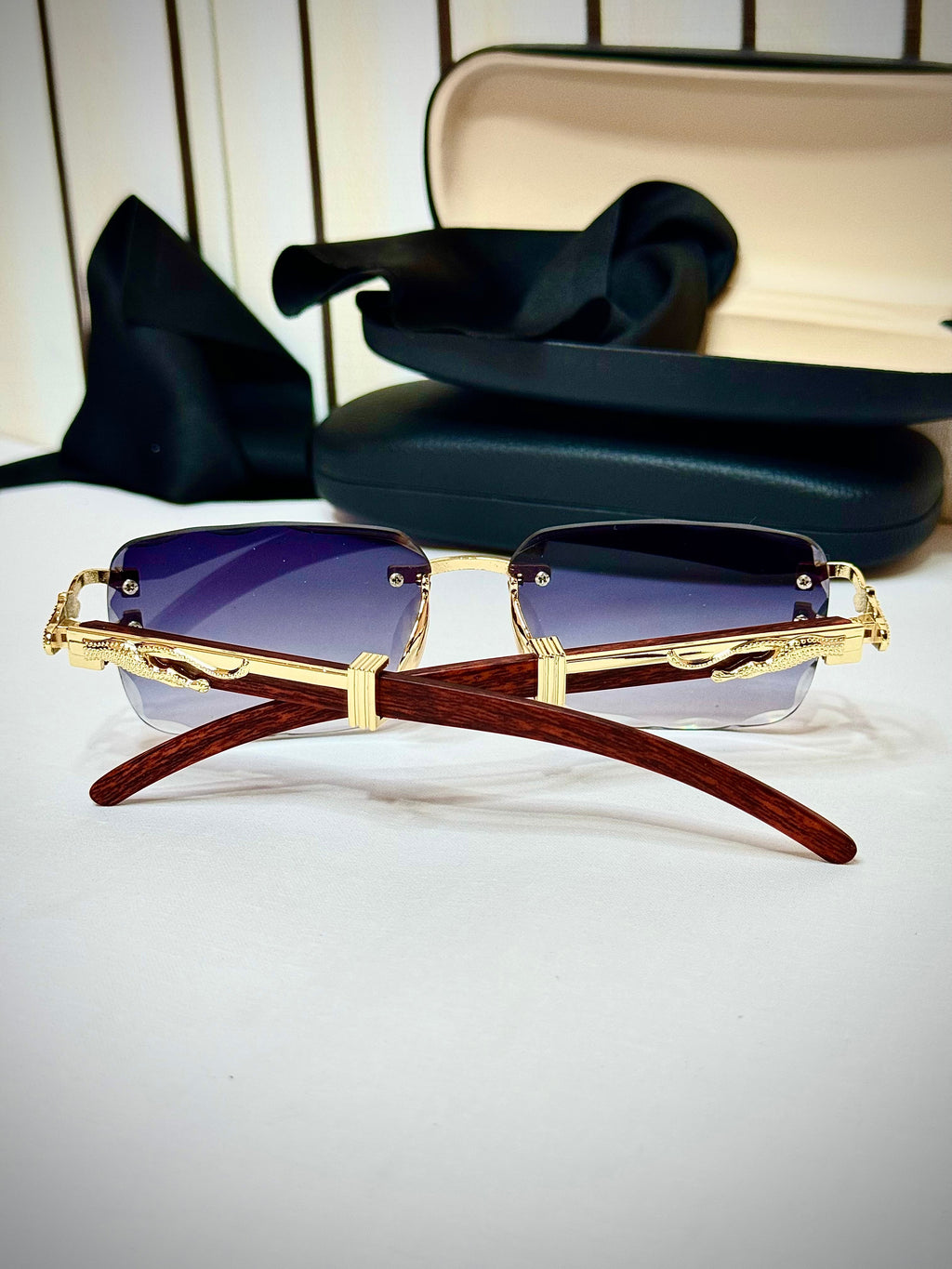 Diamond Cut Purple Shade, Panther Woodline Sun Glasses