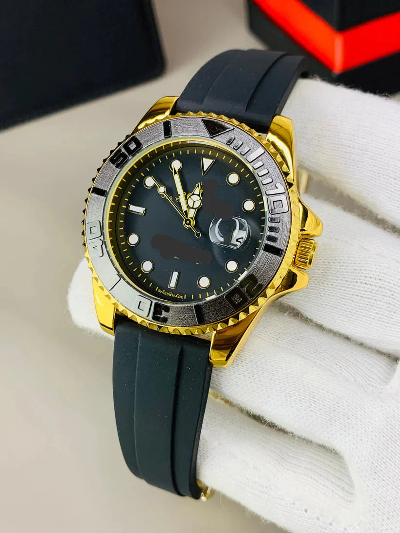 Golden & Black Master Strap Watch