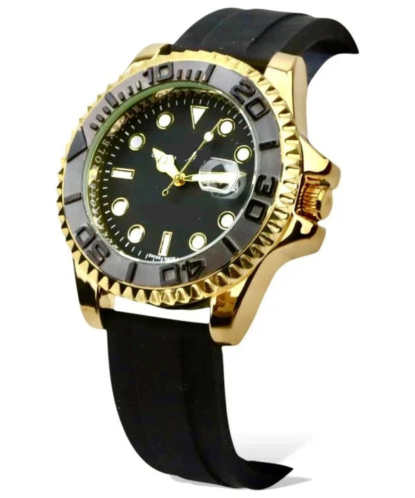 Golden & Black Master Strap Watch